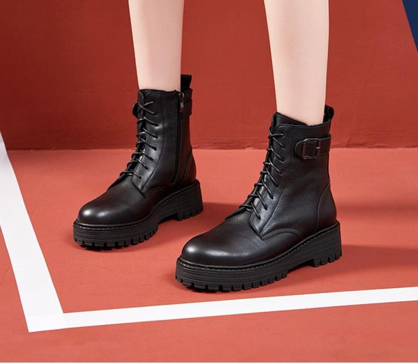 

holiday gift for european and american fashion martins women's new handsome motorcycle boots with black breathable multifunctional leat