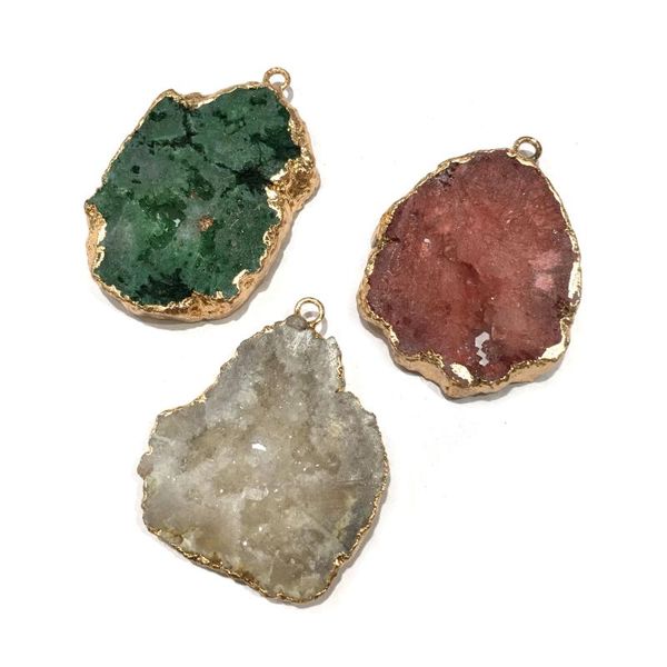 

charms 2021 crystal agates pendant natural stone pendants making necklace accessories jewelry for women size 25x45-30x55mm, Bronze;silver