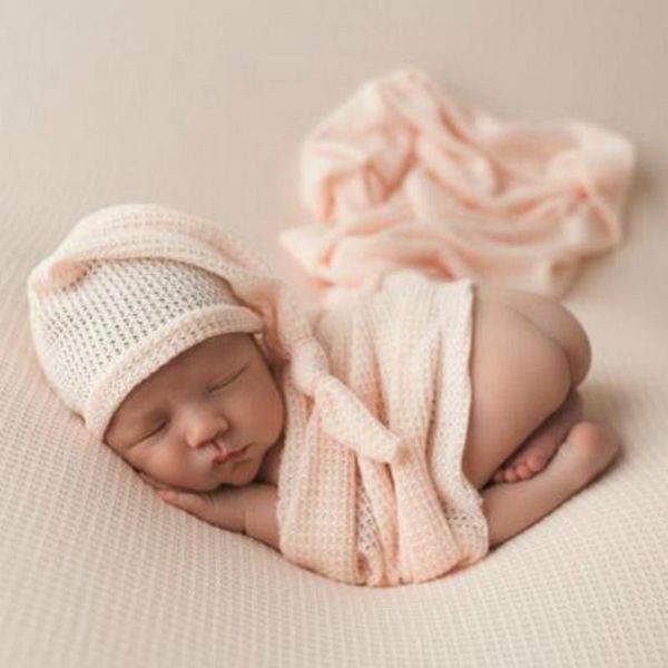 

caps & hats dhl 50setborn pography prop infant multi-colors sleepy knit cap+knit wrap set studio po shoot accessories, Yellow