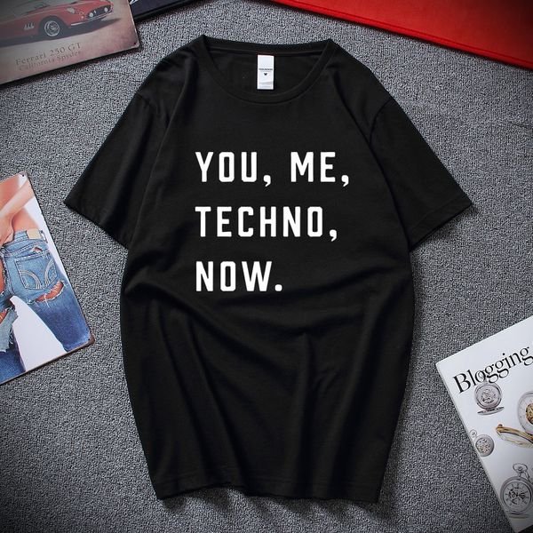 

you me techno now mens printed cotton t-shirt music slogan print detroit acid house new summer camisetas hombre tee shirt homme