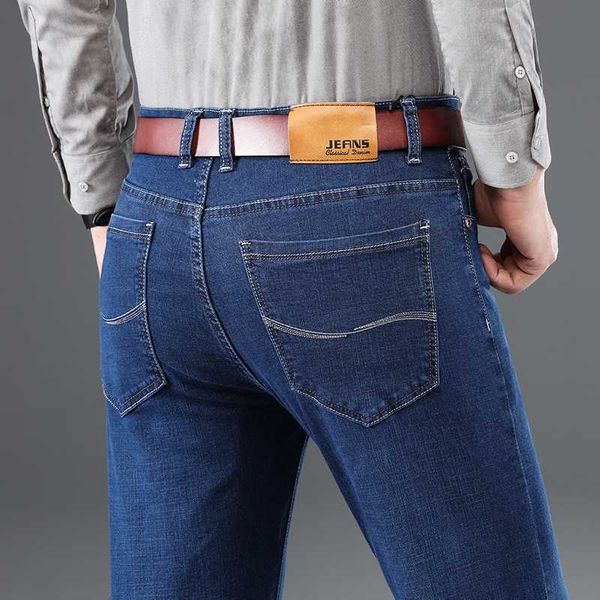 

2020 brand jeans men autumn stretch straight jeans breathable business casual plus size 46 pant male denim long trousers,1841, Blue