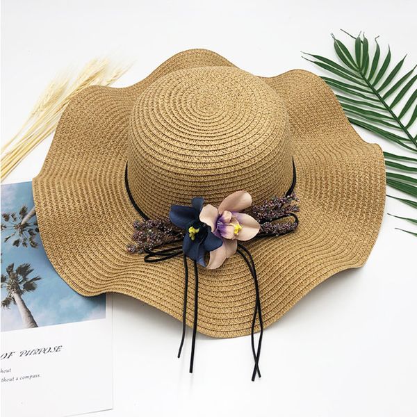 

wide brim hats floppy foldable ladies women straw beach sun summer hat beige  travel women's caps bowknot, Blue;gray