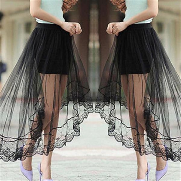

new ladies women gypsy long jersey skirt ladies gypsy tulle lace skirt wholesale drop shipping, Black