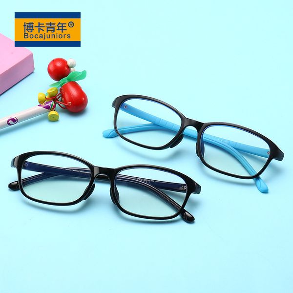 

2020 new children's anti-blue light glasses frame, fashionable and comfortable flat mirror, White;black