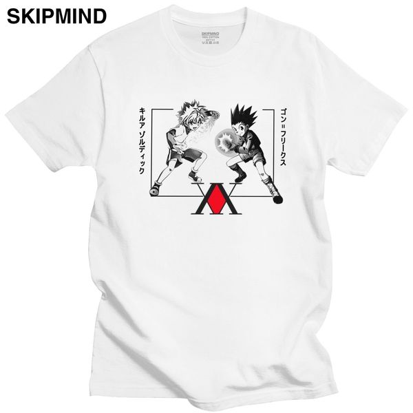 

unique male gon ss killua zoldyck tee shirt short sleeved cotton t-shirt printed hunter x hunter hxh anime tshirt clothing