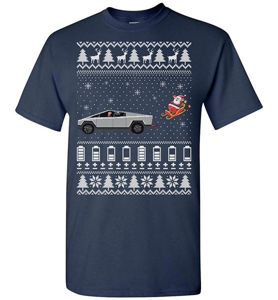 

tes-la funny ugly christmas-cybertruck is disrupting the holiday t-shirt