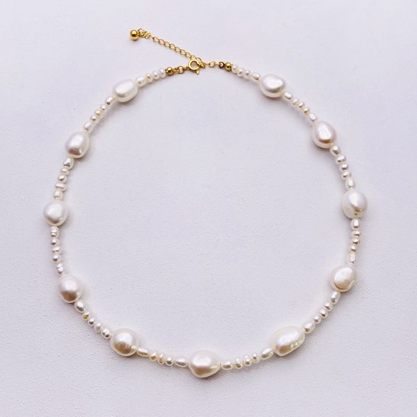 

baroque pearl necklace 2020 new fashion simple style necklace, Golden;silver