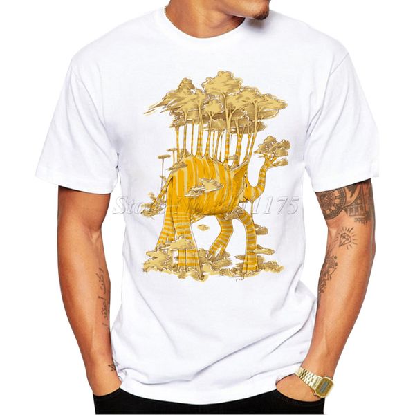 

новые поступления 2019 мужская мода абстрактный elephant forest printed t shirt прохладное лето tops высокого качества вскользь tee