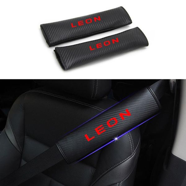 

reflective safe seat belt cover car seat belt shoulder pads for leon car styling auto parts 2pcs