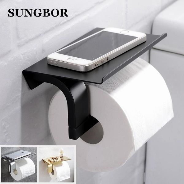 

quality bathroom wall mount phone holder toilet paper holder stainless steel roll holder paper shelf bathroom accessories bg6610 t200425