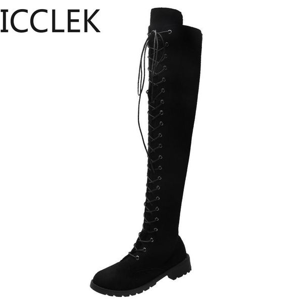 

2020 autumn winter woman over knee boots flat heel woman long boots fashion sweet daily footwear black purple a137