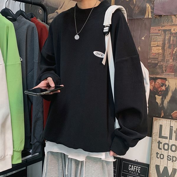 

2020 new all-match loose autumn simple trendy half-turtleneck base shirt 2020 new men's all-match loose sweater men's autumn simpl, Black
