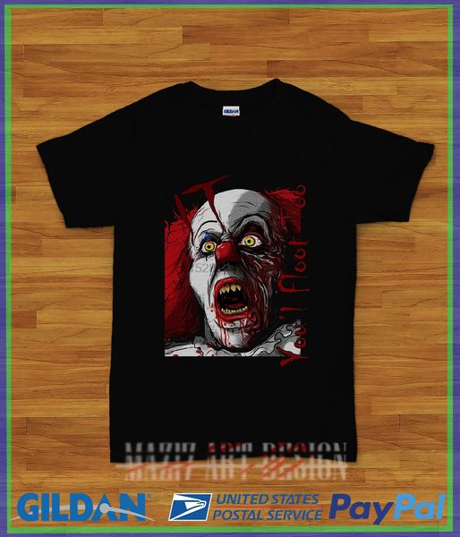 

it you'l floot тоо стивен кинг t- черная футболка 100% хлопок