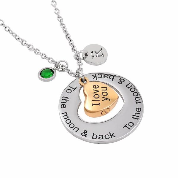 

ijmd0049 stainless steel cremation love you to the moon and back heart pendant for ashes urn memorial keepsake necklace jewelry, Silver