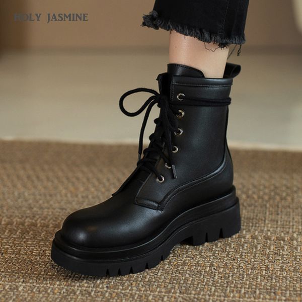 

new fashion women boots 2020 autumn winter breathable microfiber cross-tied ankle boots for women can add short plush round toe, Black