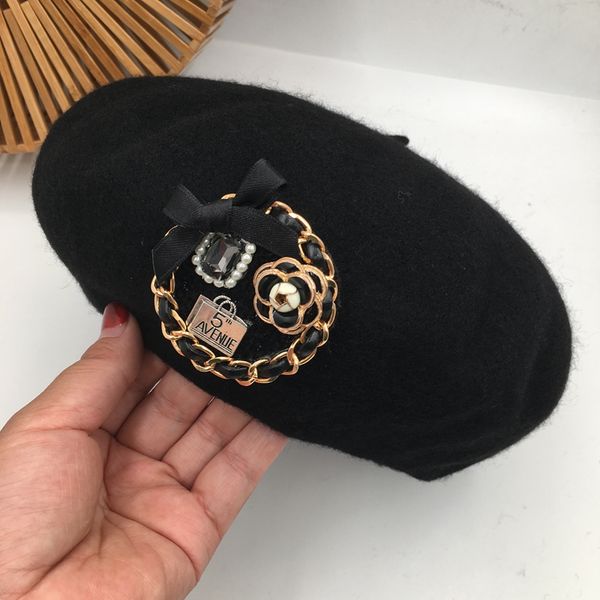 

berets winter wool felt beret female japanese sweet joker painter cap pumpkin hat ins little, Blue;gray