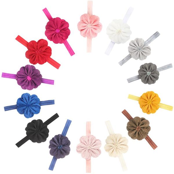 

1pcs big pleat flower infant soft glossy headband girls elastic hair accessories summer celebrate children festival gifts, Slivery;white