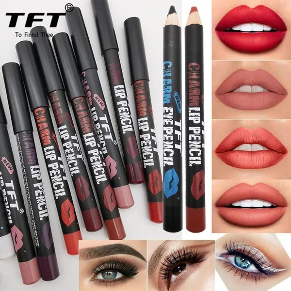 

lipstick matte waterproof velvet lip stick eyeshadow eyeliner lip liner 3 in 1 metallic shiny smoky eyes glitter 17 color
