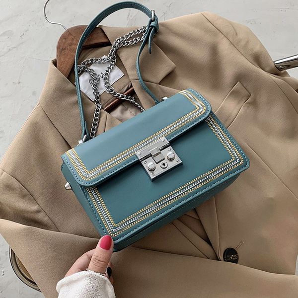 

контраст цвета кожа pu vintage crossbody сумка 2020 плеча женщин сумка женщина путешествие цепь дизайнер мешок руки