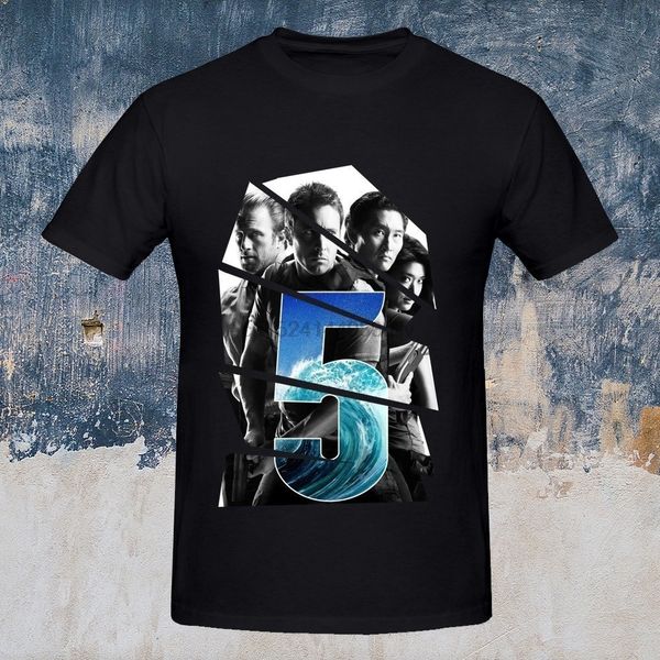 

summer men casual t shirts hawaii five 0 round collar man fashion cotton black size s-3xl