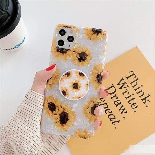 

sunflower rose flower phone case for iphone 12 11 pro xs max xr x 8 7 6s plus shell texture soft tpu phone cases with stand 20pcs