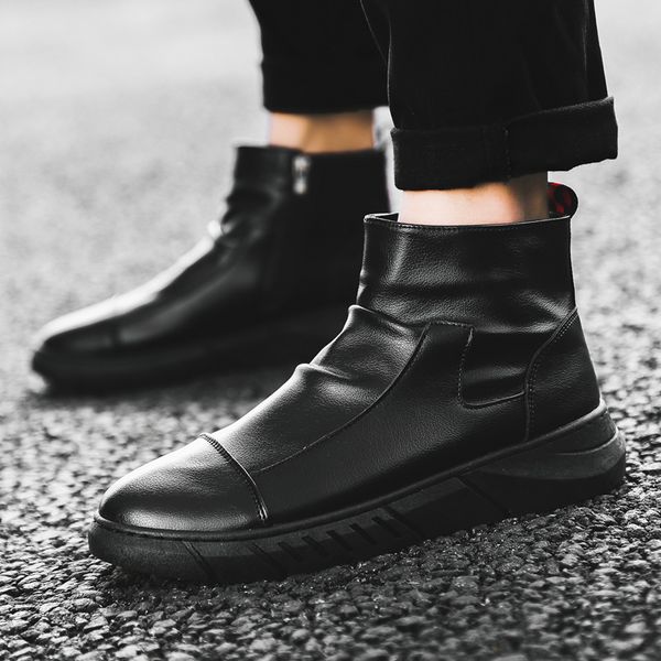 

men's casual shoes winter new walking shoes comfortable high men sneakers hard-wearing non-slip snow boots men's black