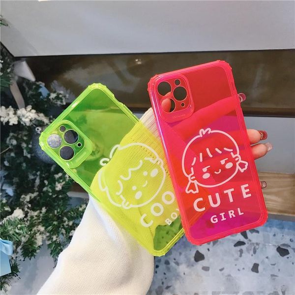 

neon fluorescent color phone cases for iphone 11 pro max xr x xs max 7 8 8plus back cover boy girl transparent cute cases