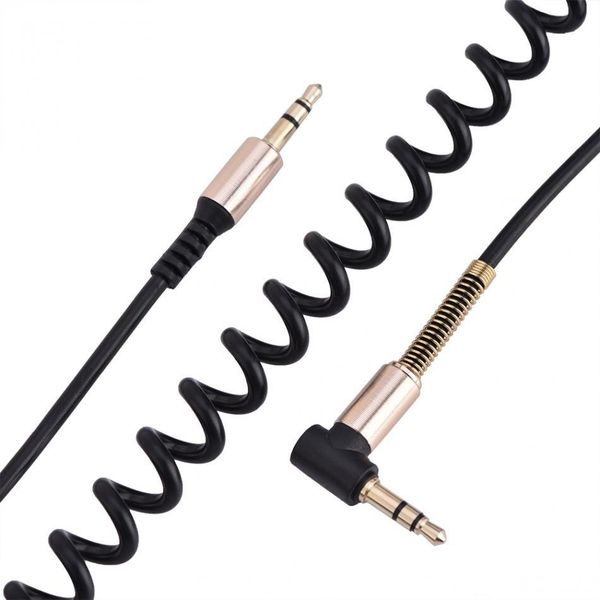 

audio cables 3.5mm male to male aux cable l-shaped 1.8m retractable cord for car audio earphone spring cable universal
