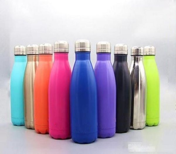 

2017 new cola shaped insulated double wall vacuum high-luminance water bottle 17oz 500ml creative bottle vaccum insulated dhl free