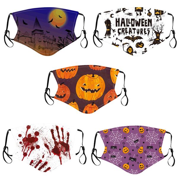 

dhl 2020 3d digital printing of halloween pumpkin skeleton kids fashion face mask adjustable anti-dust can be washed protective mask