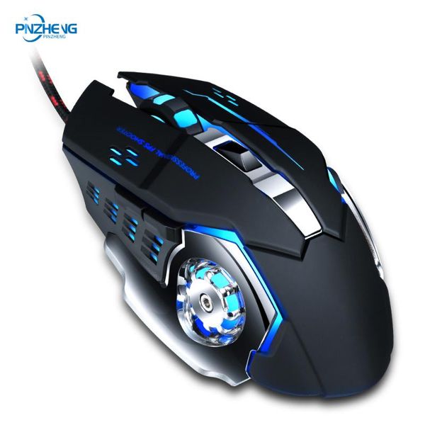 

pinzheng wired mouse 6 buttons colorful glow macro programming metal bottom plate gaming mouse usb dpi adjustable cable