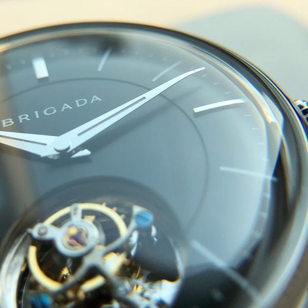 

tourbillon seagull st8000 tourbillon mechanical watch stereoscopic 3d strip curved mirror, Slivery;brown