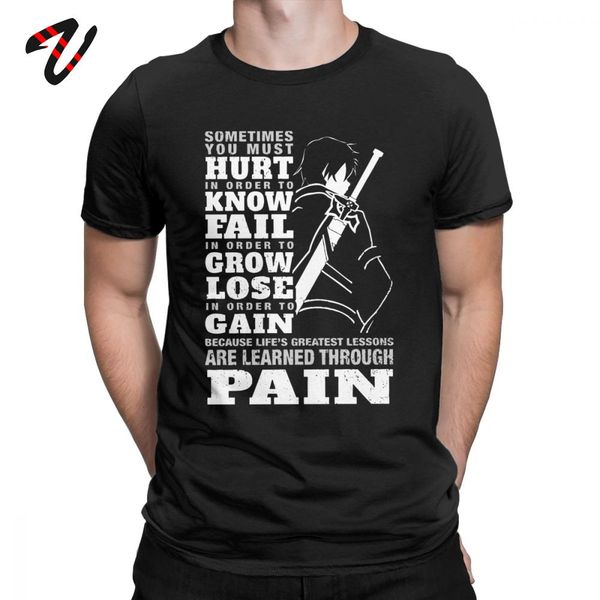 

sword art online t-shirt kirito sao are learned through pain awesom tees tees print t shirt 100% cotton