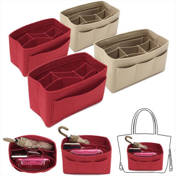 

cosmetic bag felt cloth insert cosmetic makeup bag women lady travel organizer multi pocket makeup toiletry bag case neceser