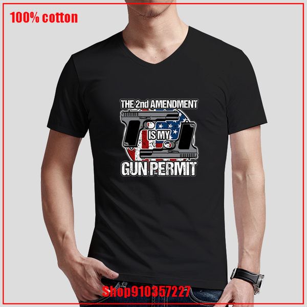 

вторая поправка gun разрешение большого размера мужчины tshirts v шеи мужского summer tops цвет диверсифицирована пара футболки из натуральн