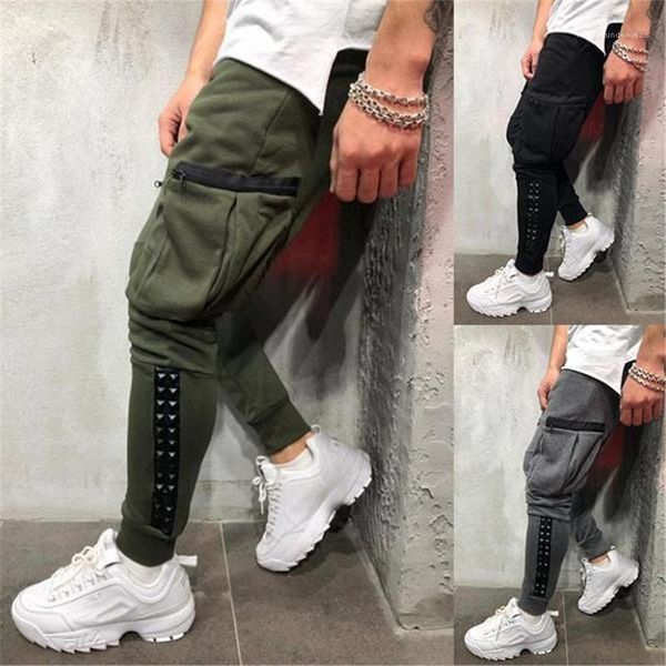 

solid color loose pencil pants long trousers mens designer pants mens sports pants hip hop autumn fashion casual personality, Black