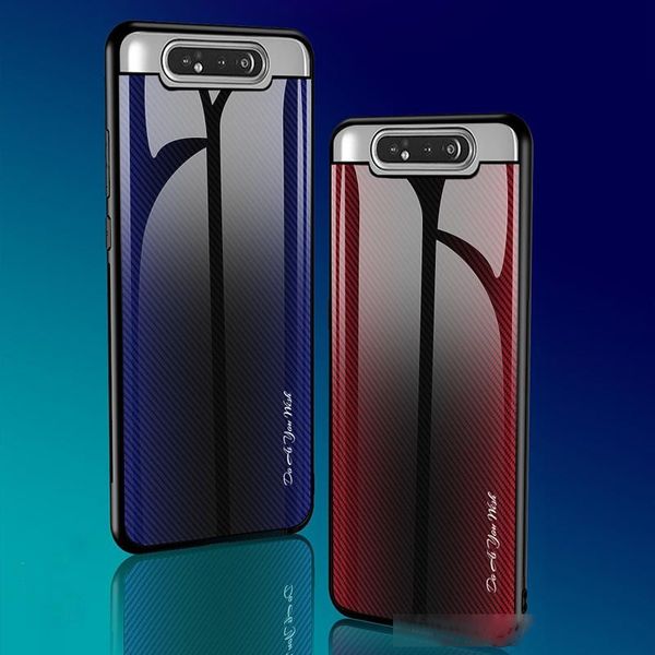 

ultra thin shockproof tpu soft edge gradient glass back phone case for samsung a90 a51 a71 a20s protective case tpu soft edge