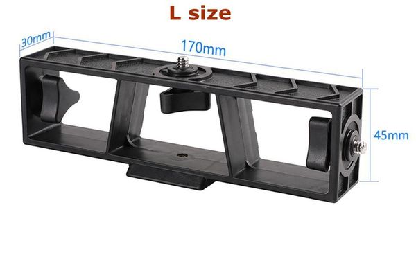 

multi-camera phone stand clip bracket holder with 3 x 1/4 screws for cell phone live broadcast mount clip 2 size aavailable