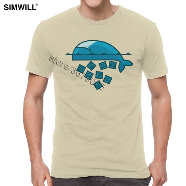 

cute funny docker tees shirt men summer 100% cotton tshirt o neck short sleeves program t-shirt classic logo t shirt