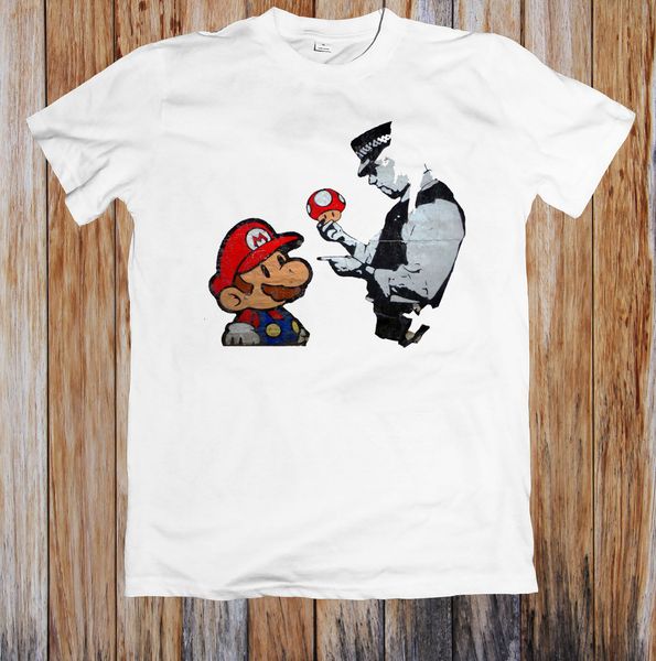 

banksy mushroom retro graffiti london street art t-shirt