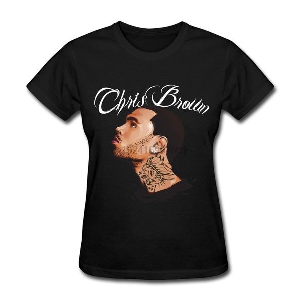 

chris brown turn up the music круглый воротник женская футболка