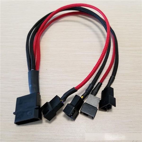 

ide molex to 4 x 12v 4pin socket (2pin wire) cooling fan splitter connector jack power supply cable cord 22awg wire 30cm to pc diy