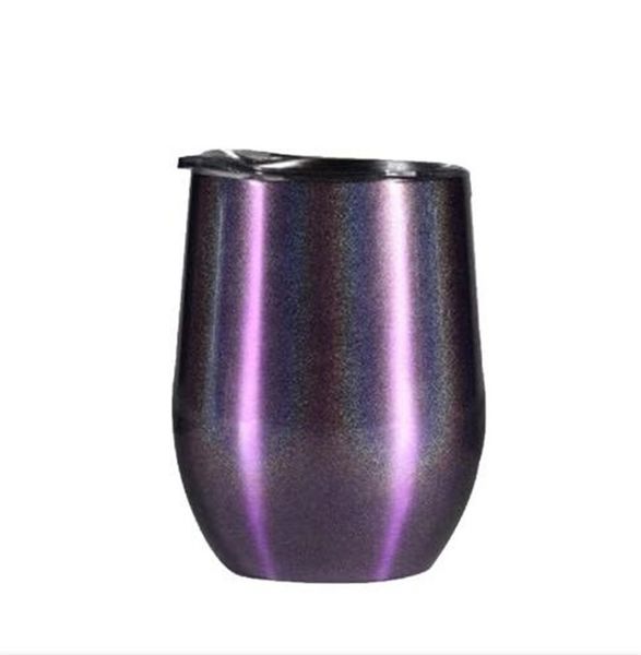 

12oz wine glass double wall vacuum coffee mug stainless steel tumbler wine glass glitter drinking cup insulation flask a02