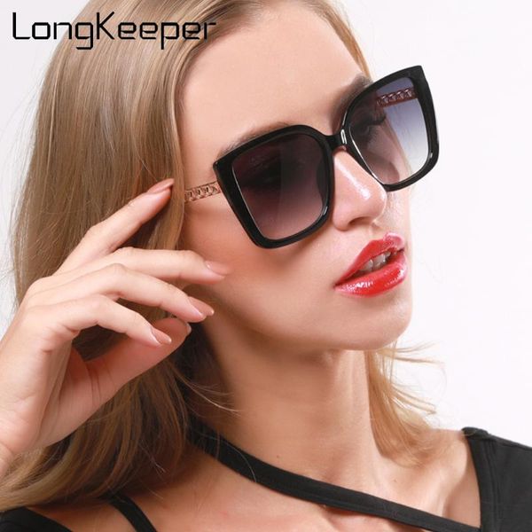

longkeeper oversized cat eye sunglasses women 2020 vintage square sun glasses ladies gradient oculos gafas de sol, White;black