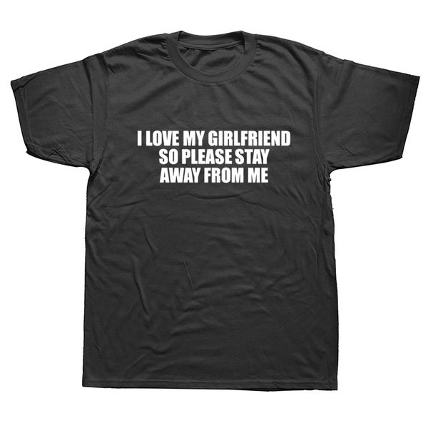 

я люблю my girlfriend stay away mens t-shirt black смешные printed шутка rude top