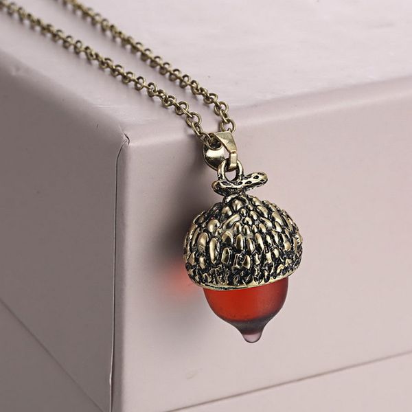 

fashion handmade acorn pendant necklace antique waterdrop acorn oak pendant necklace for women jewelry gift, Silver