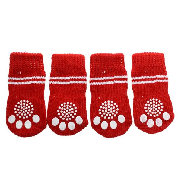 

quality red white nonslip christmas tree print pet dog knitted socks