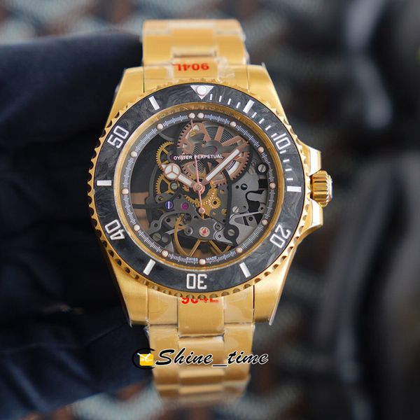 

97200 watches skeleton dial watch rose mens miyota designer 40mm bezel fiber carbon automatic sport case 904l steel bracelet gold 11661 jbmm, Slivery;brown