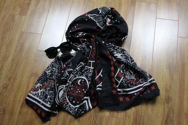 

thin section women's long scarf fashion printing autumn keep warm accessories female big shawl black/ red wine, Blue;gray