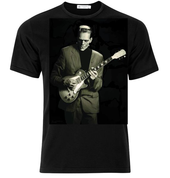 

herman munster frankenstein guitarist guitar rock blues music funny t.shirt